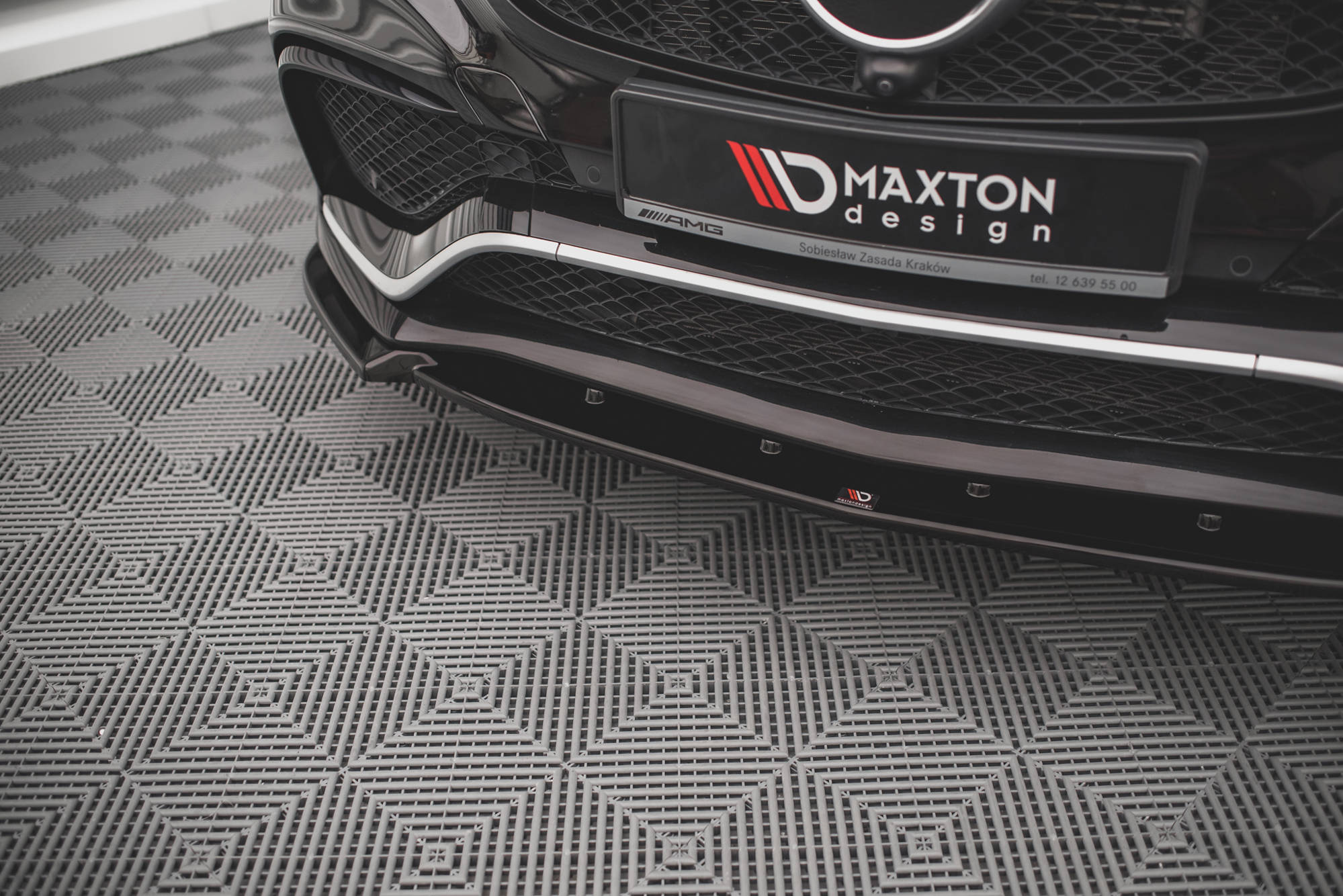 Street+ Spoilerlippe Front Ansatz V.1 passend für Mercedes GLE Coupe / SUV 63 AMG C292 / W166 schwarz Hochglanz