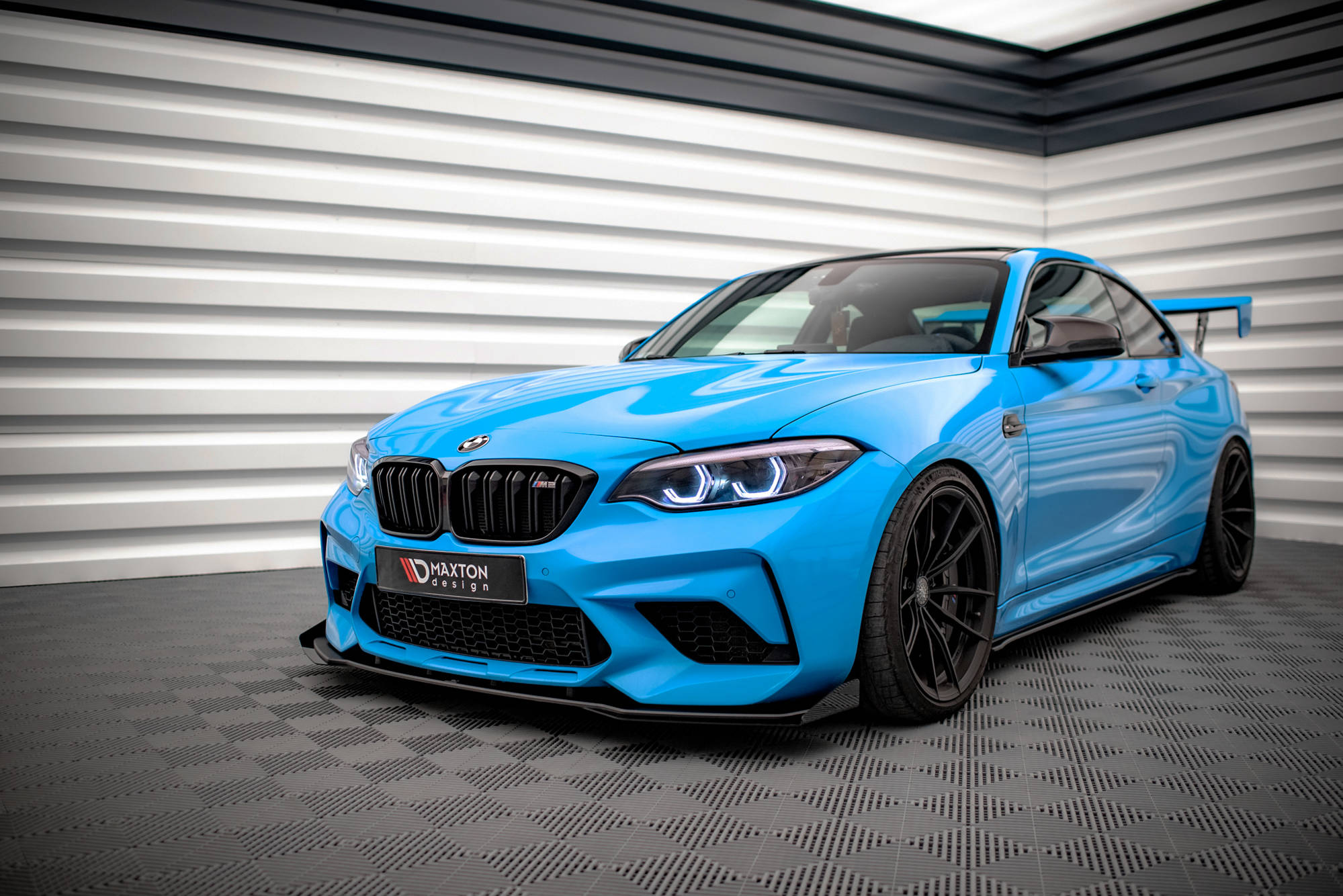 Street Pro Spoilerlippe Front Ansatz passend für BMW M2 F87 rot+ Hochglanz Flaps