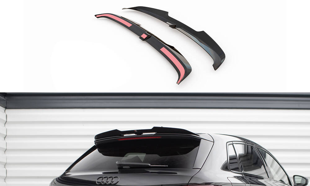 Heck Spoiler Aufsatz Abrisskante V.2 passend für Audi RS3 / S3 / A3 S-Line Sportback 8Y / 8Y FL schwarz Hochglanz