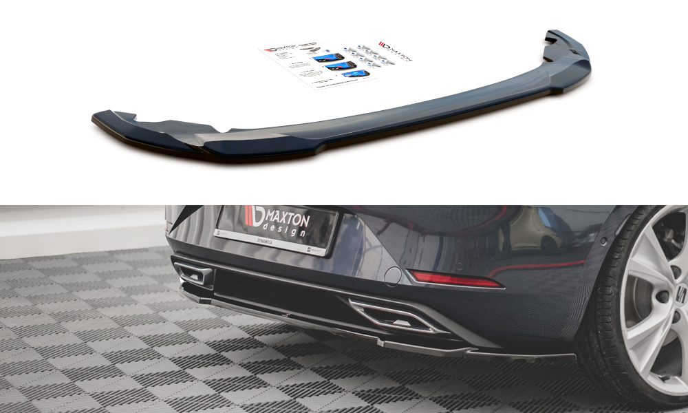 Street+ Mittlerer Diffusor Heck Ansatz passend für Seat Leon FR Hatchback Mk4 schwarz Hochglanz