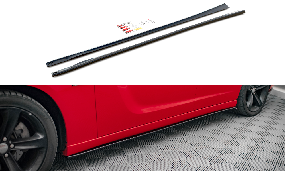 Street+ Seitenschweller Leisten passend für Dodge Charger RT Mk7 FL schwarz Hochglanz