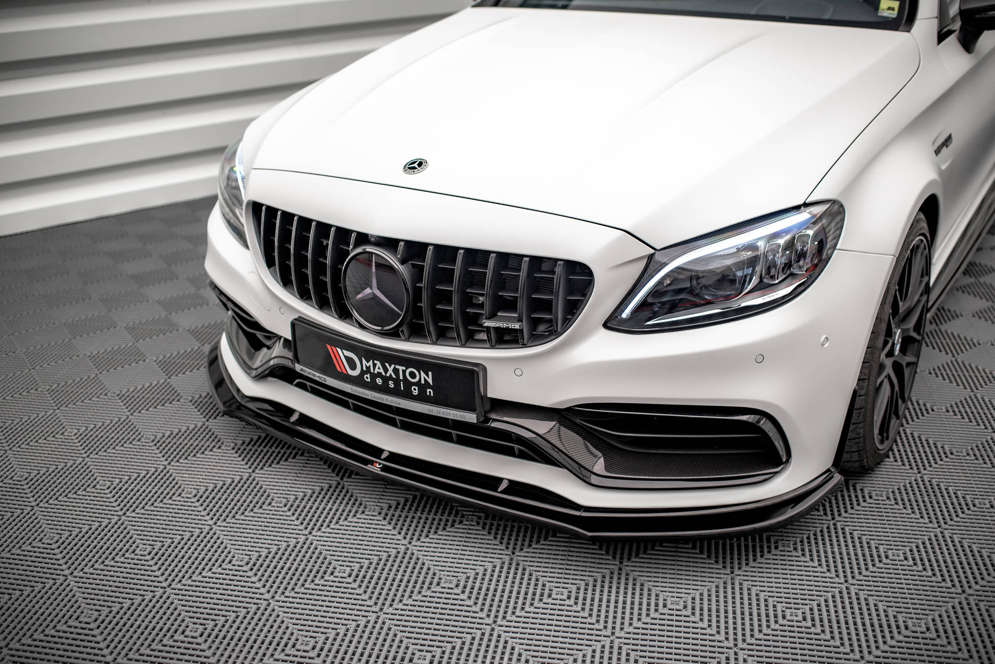 Street+ Spoilerlippe Front Ansatz V.3 passend für Mercedes-AMG C63 Coupe AMG Aero Pack C205 FL schwarz Hochglanz