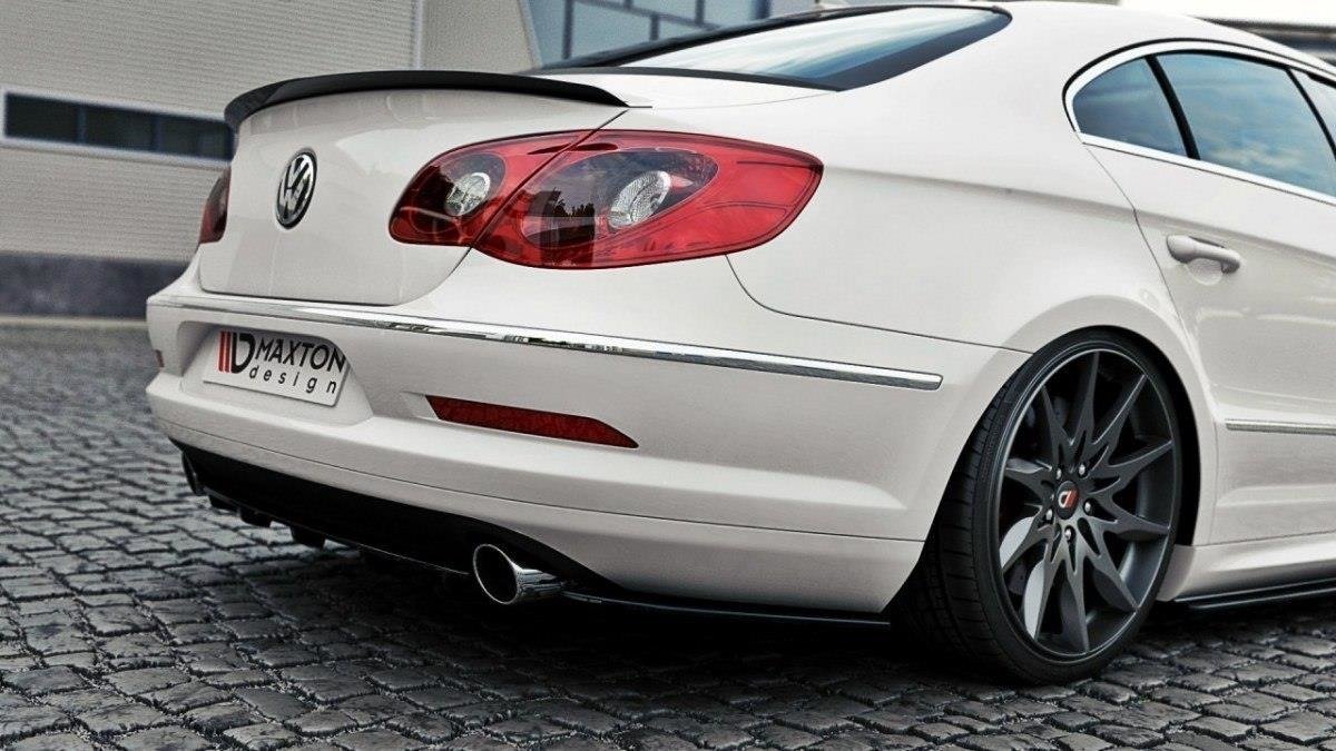 Heck Ansatz Flaps Diffusor für VW Passat CC R36 RLINE vor Facelift schwarz Hochglanz