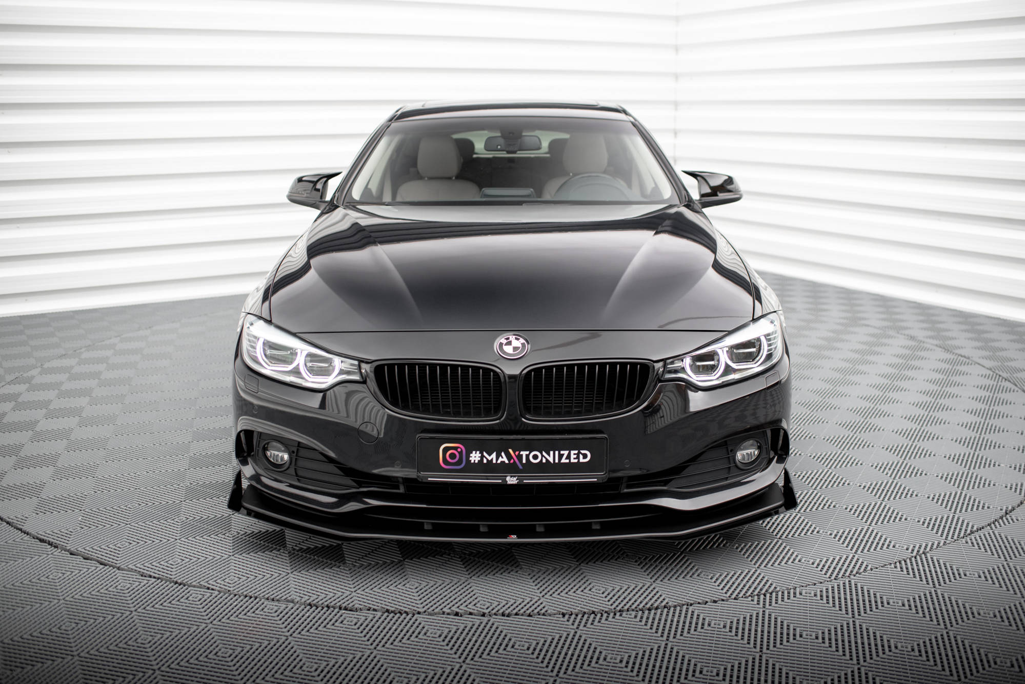 Street Pro Spoilerlippe Front Ansatz + Flaps passend für BMW 4er Gran Coupe F36 schwarz Hochglanz