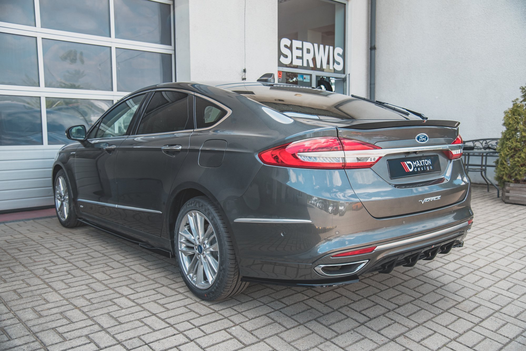 Heck Ansatz Flaps Diffusor für Ford Mondeo Vignale Mk5 Facelift Carbon Look