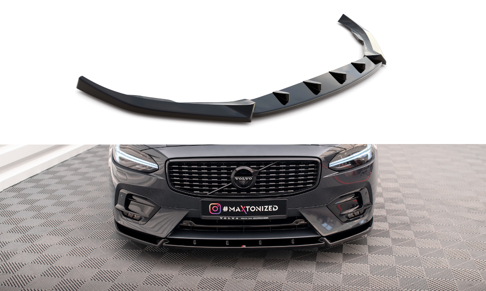 Street+ Spoilerlippe Front Ansatz passend für Volvo V90 / S90 R-Design Mk2 schwarz Hochglanz
