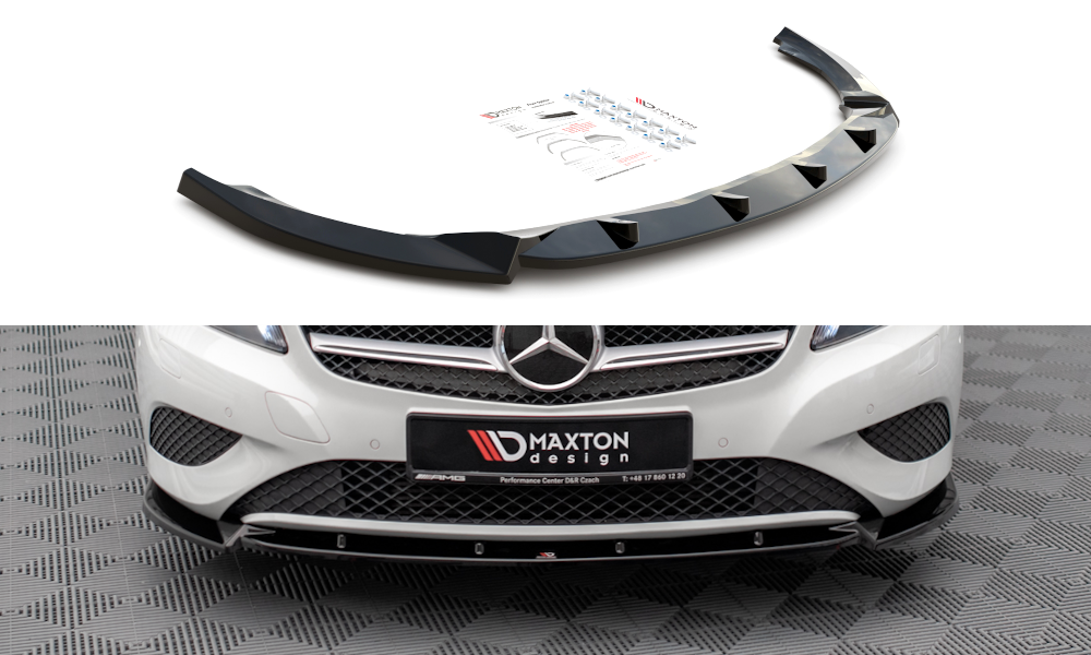 Street+ Spoilerlippe Front Ansatz V.1 passend für Mercedes A W176 schwarz Hochglanz
