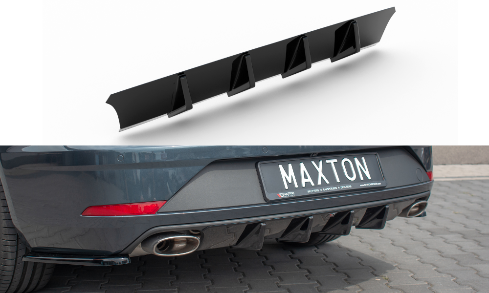Diffusor Heck Ansatz V.1 für Seat Leon Cupra Mk3 FL Sportstourer schwarz Hochglanz