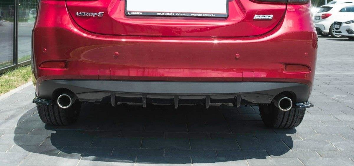 Heck Ansatz Flaps Diffusor V.1 für Mazda 6 GJ Mk3 Facelift schwarz Hochglanz