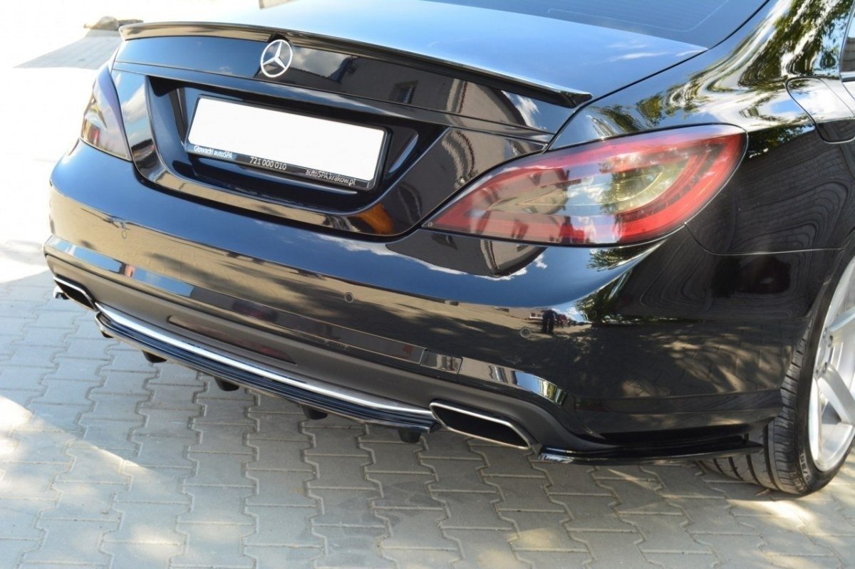 Mittlerer Cup Diffusor DTM Look Heck Ansatz für Mercedes-Benz CLS AMG-Line C218 schwarz Hochglanz