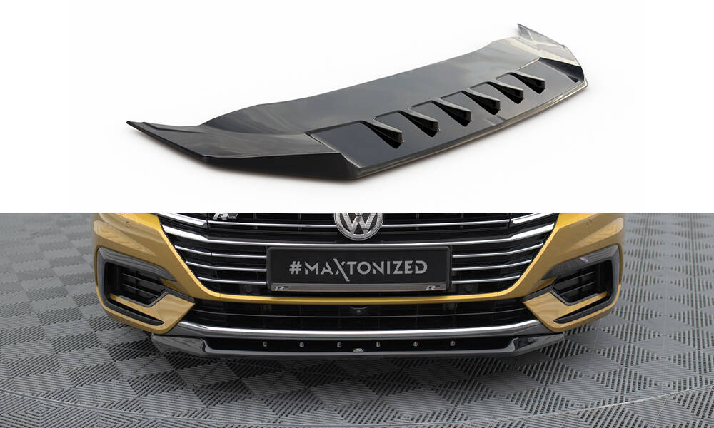 Street+ Spoilerlippe Front Ansatz V.2 passend für VW Arteon R-Line Limousine / Shooting Brake Mk1 schwarz Hochglanz