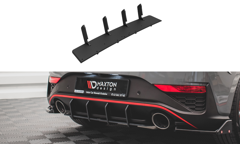Street Pro Heckschürze Heck Ansatz Diffusor passend für Hyundai I30 N Hatchback Mk3 FL schwarz-rot