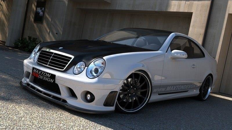 Street+ Spoilerlippe Front Ansatz passend für Mercedes CLK W208 für ME-CLK-208-AMG204-F1 Front Stoßstange schwarz Hochglanz
