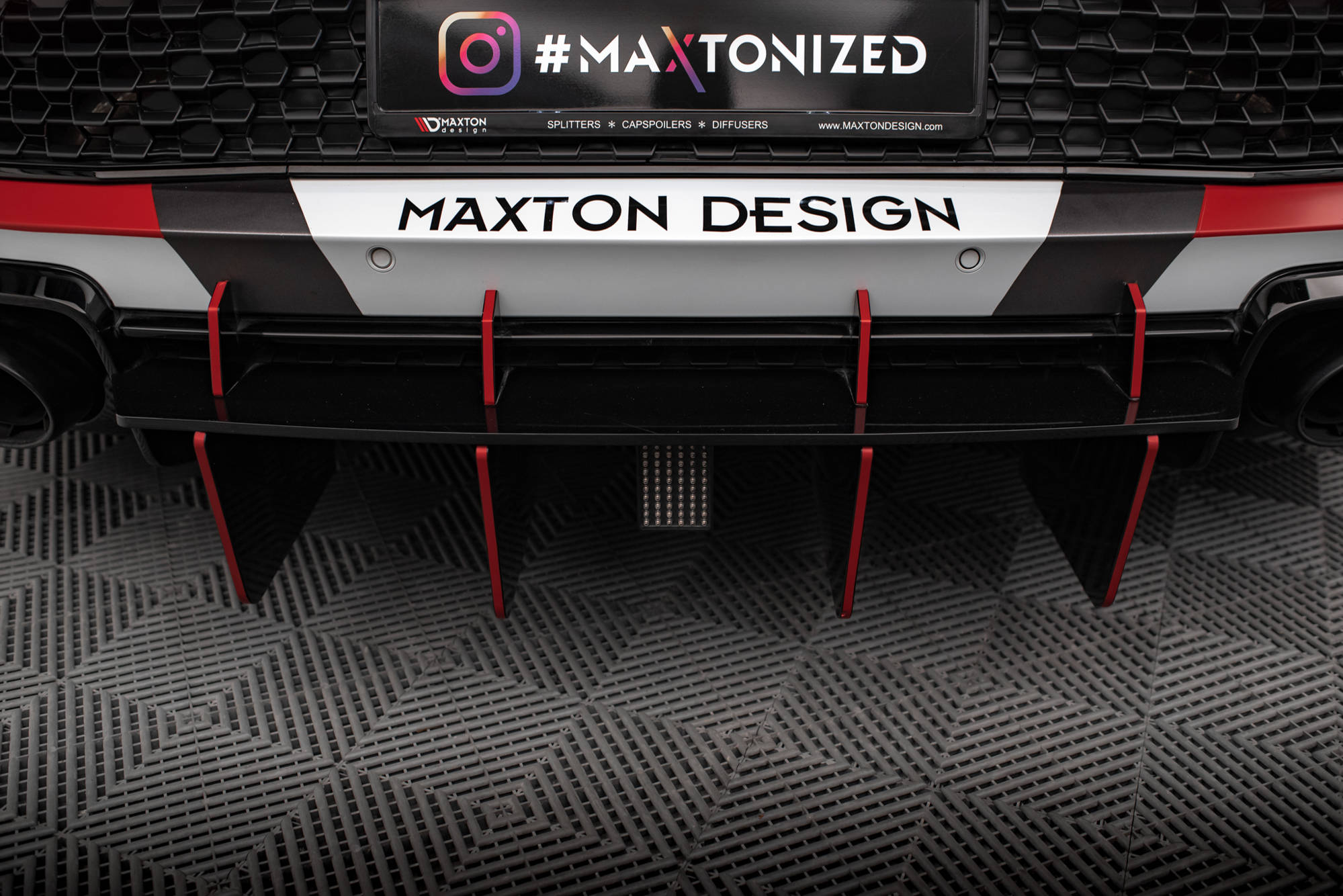 Street Pro Heckschürze Heck Ansatz Diffusor passend für Audi R8 Mk2 FL schwarz