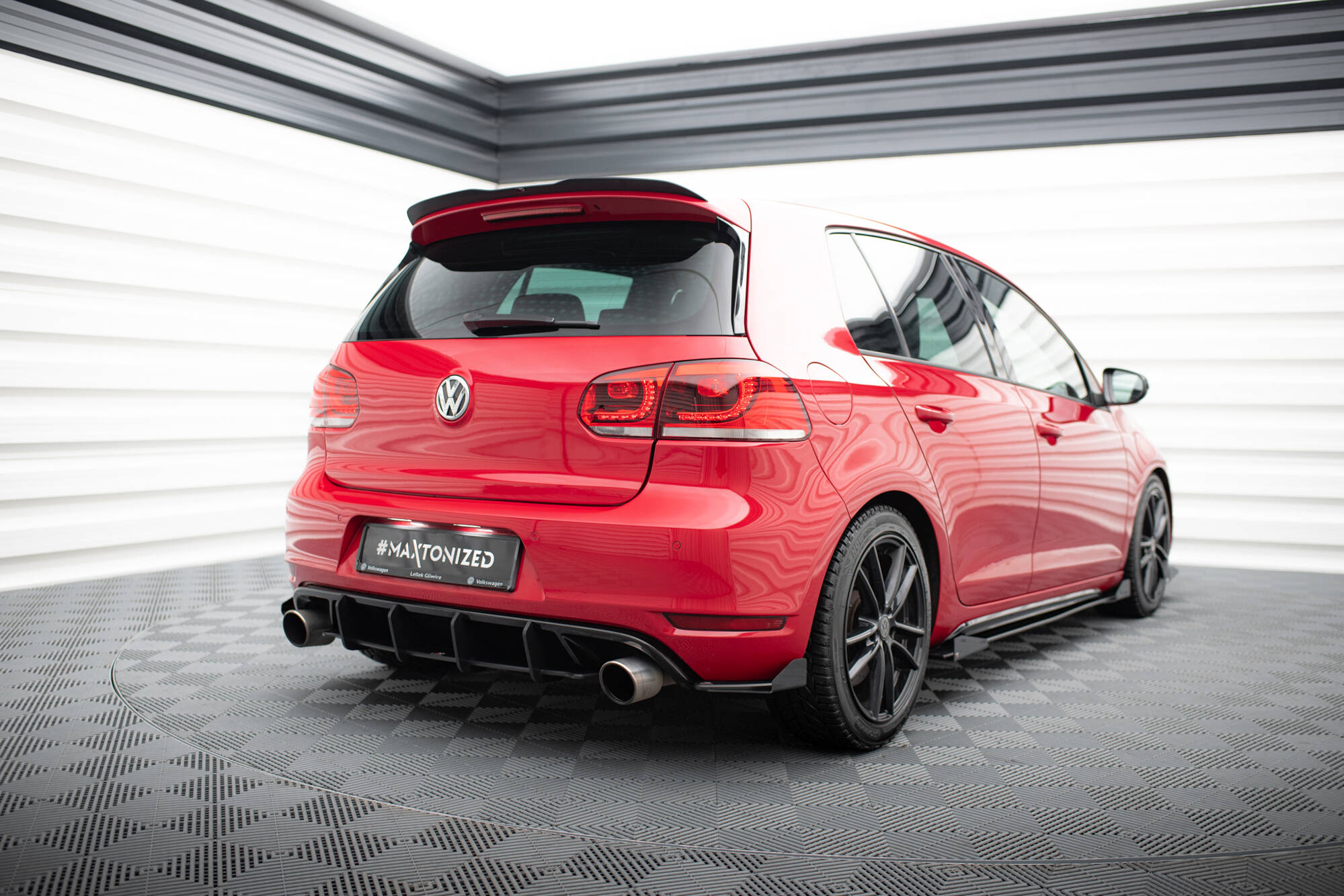 Street Pro Heckschürze Heck Ansatz Diffusor V.2 passend für VW Golf GTI Mk6 rot
