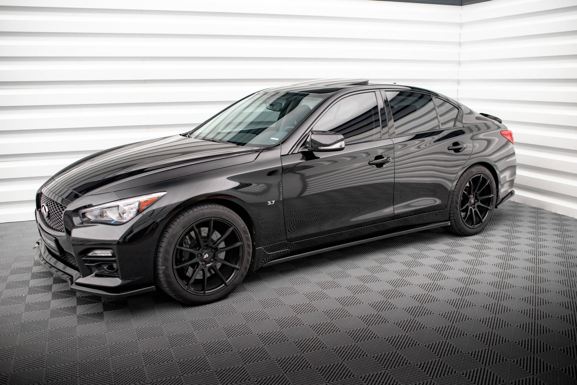Seitenschweller Ansatz Paar V.1 passend für Infiniti Q50 S Mk1 schwarz Hochglanz