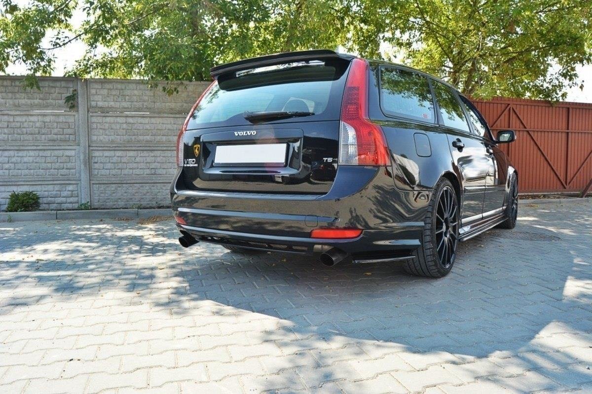 Heck Ansatz Flaps Diffusor für VOLVO V50F R-DESIGN schwarz Hochglanz