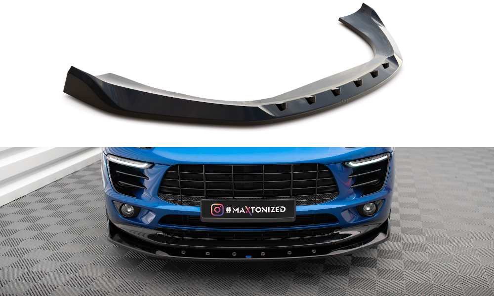 Street+ Spoilerlippe Front Ansatz V.1 passend für Porsche Macan Mk1 schwarz Hochglanz