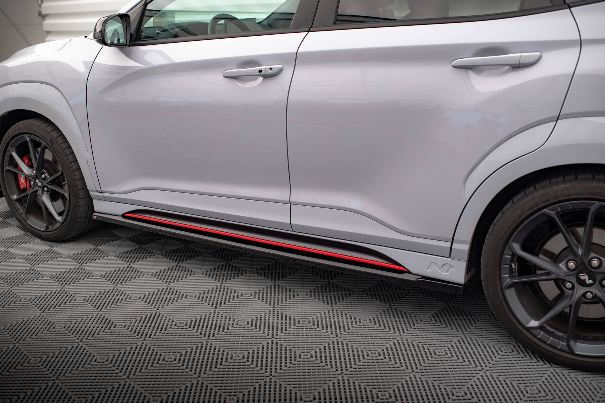 Street+ Seitenschweller Leisten V.1 passend für Hyundai Kona N Mk1 schwarz Hochglanz