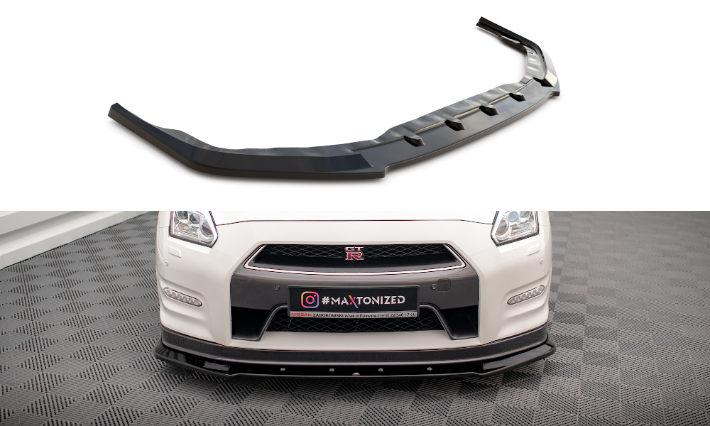 Street+ Spoilerlippe Front Ansatz passend für Nissan GTR R35 FL schwarz Hochglanz