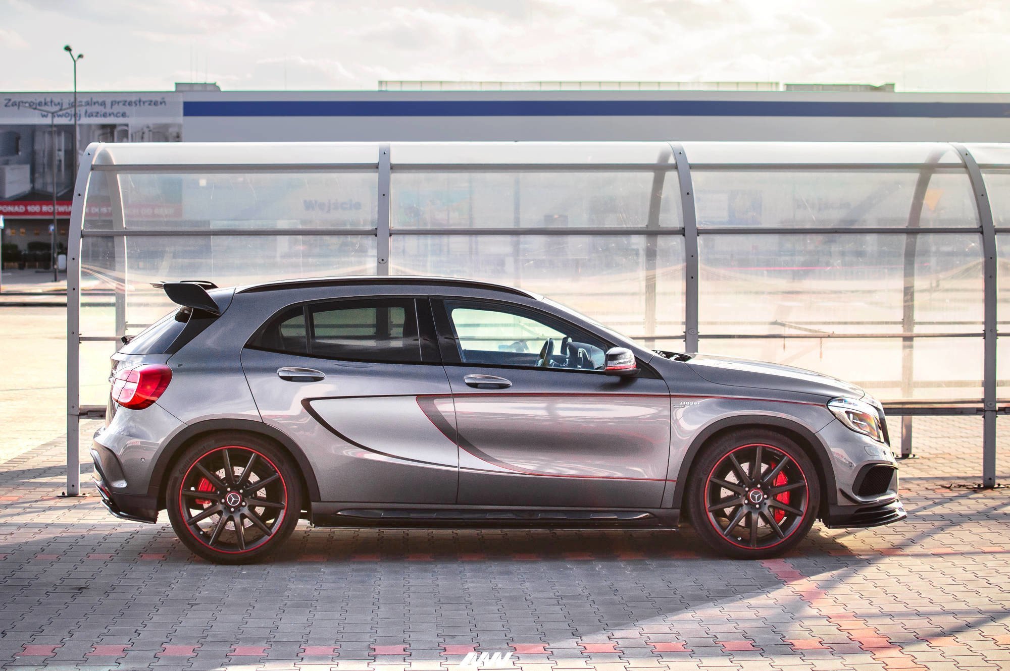 Seitenschweller Ansatz für Mercedes GLA 45 AMG SUV X156 vor Facelift Carbon Look