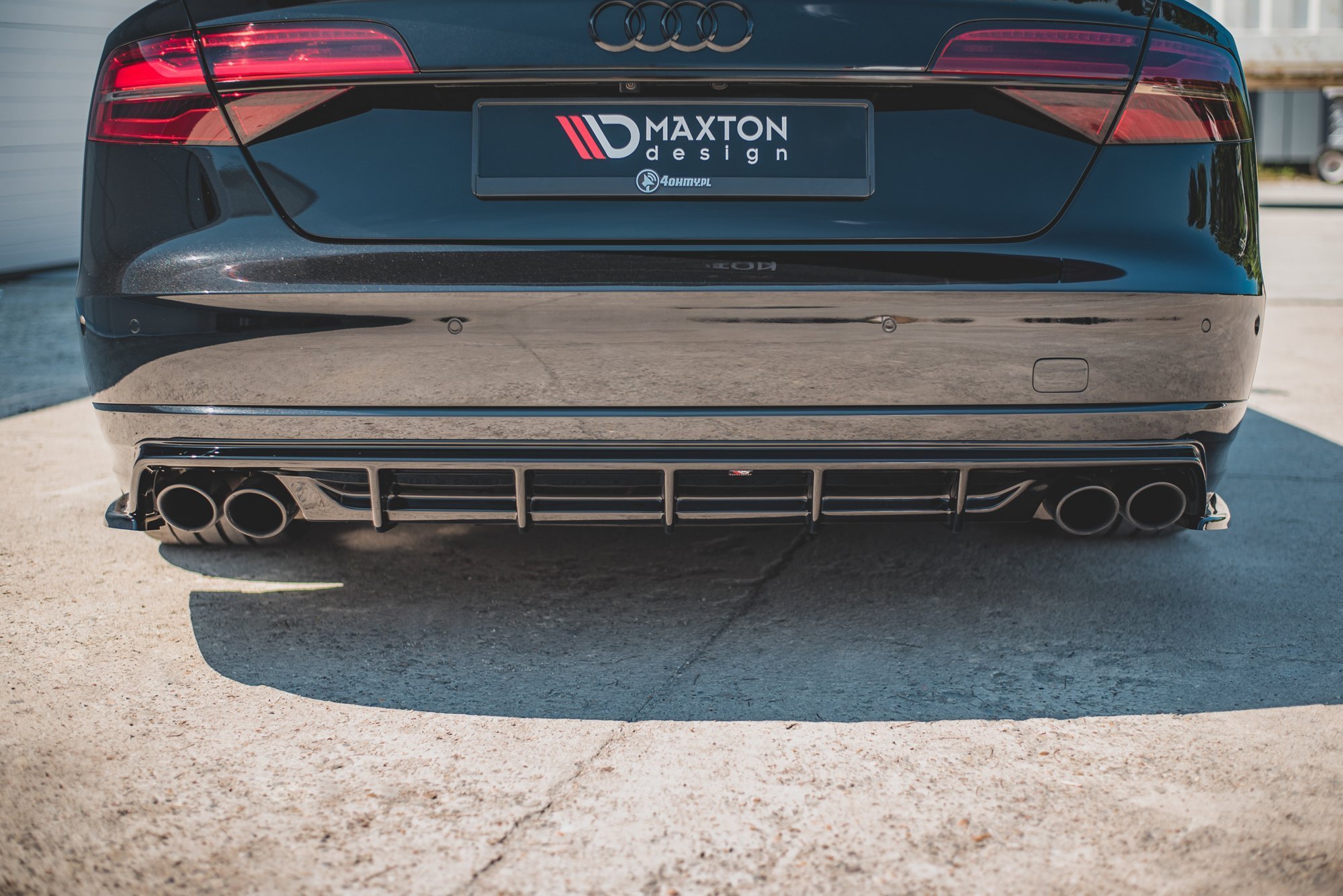 Diffusor Heck Ansatz für Audi S8 D4 Facelift schwarz Hochglanz