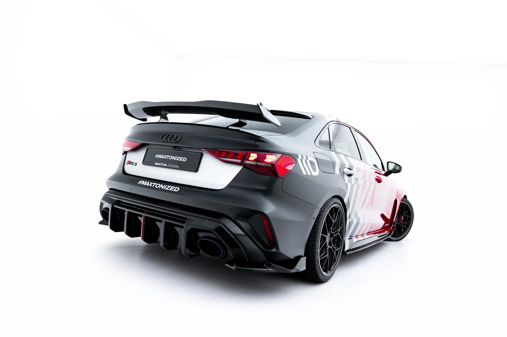 Diffusor Flaps V.2 passend für Audi RS3 Limousine 8Y Facelift schwarz Hochglanz