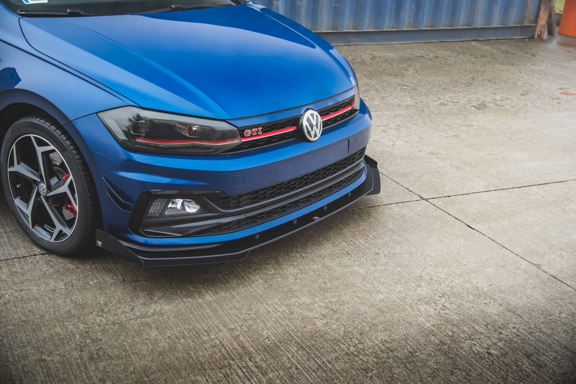 Street Pro Spoilerlippe Front Ansatz + Flaps passend für VW Polo GTI Mk6 schwarz Hochglanz