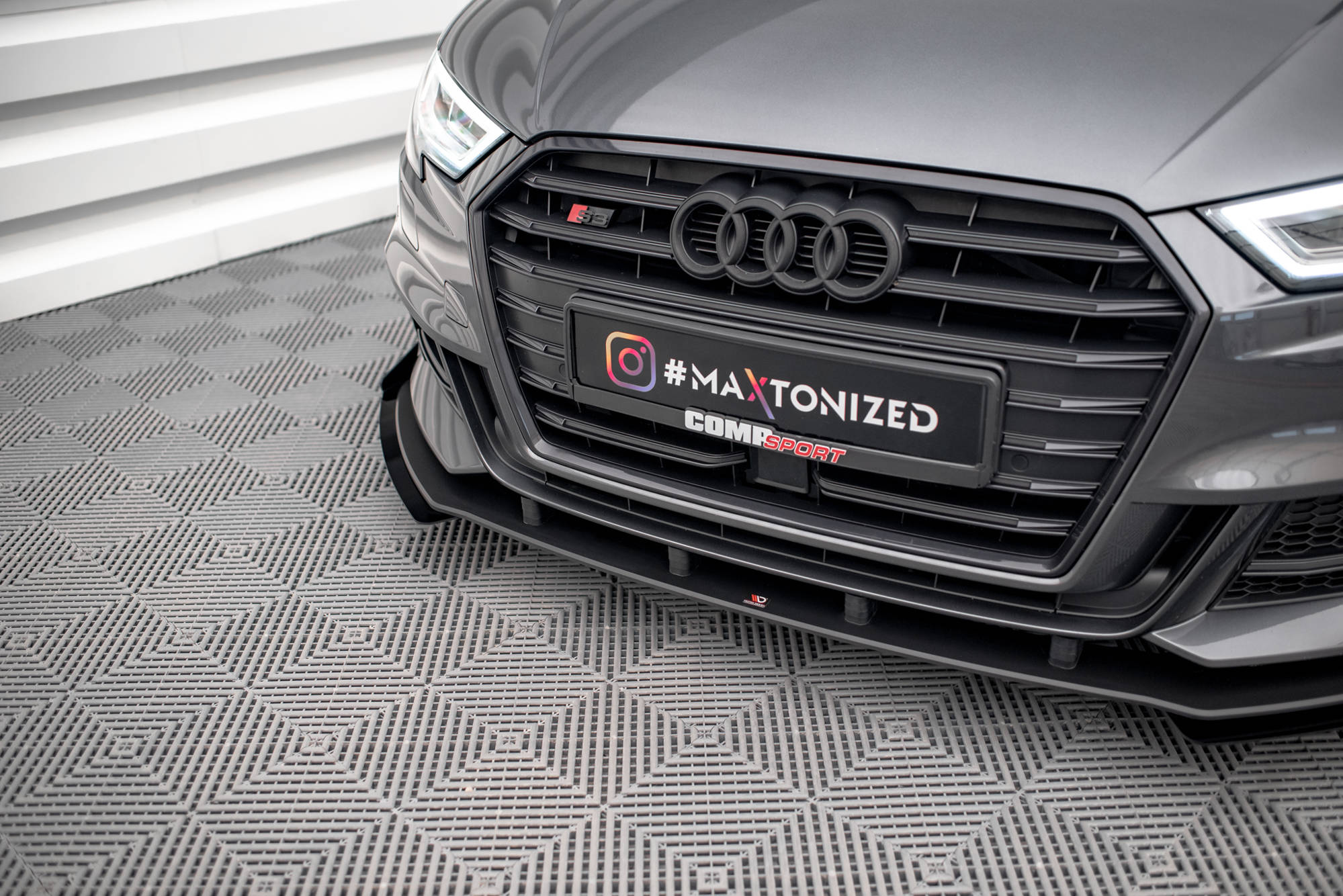 Street Pro Spoilerlippe Front Ansatz passend für Audi S3 Sportback 8V FL rot+ Hochglanz Flaps