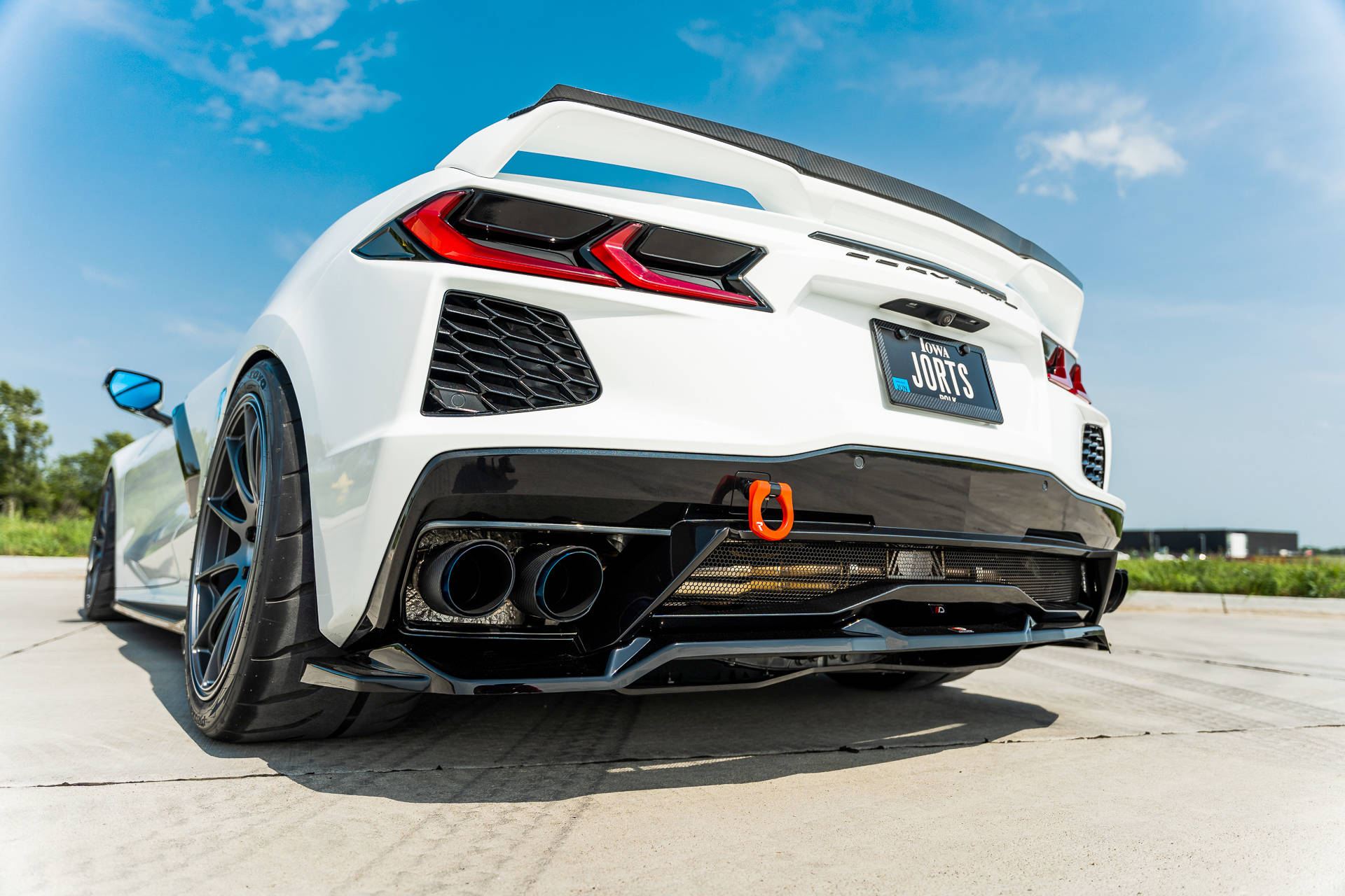 Street+ Mittlerer Diffusor Heck Ansatz passend für Chevrolet Corvette C8 schwarz Hochglanz