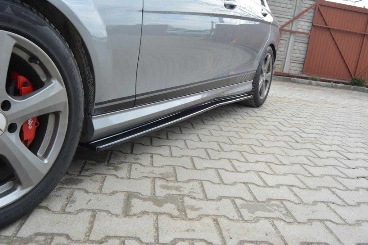 Street+ Seitenschweller Leisten passend für Mercedes C Limousine / Kombi AMG-Line W204 / S204 schwarz Hochglanz