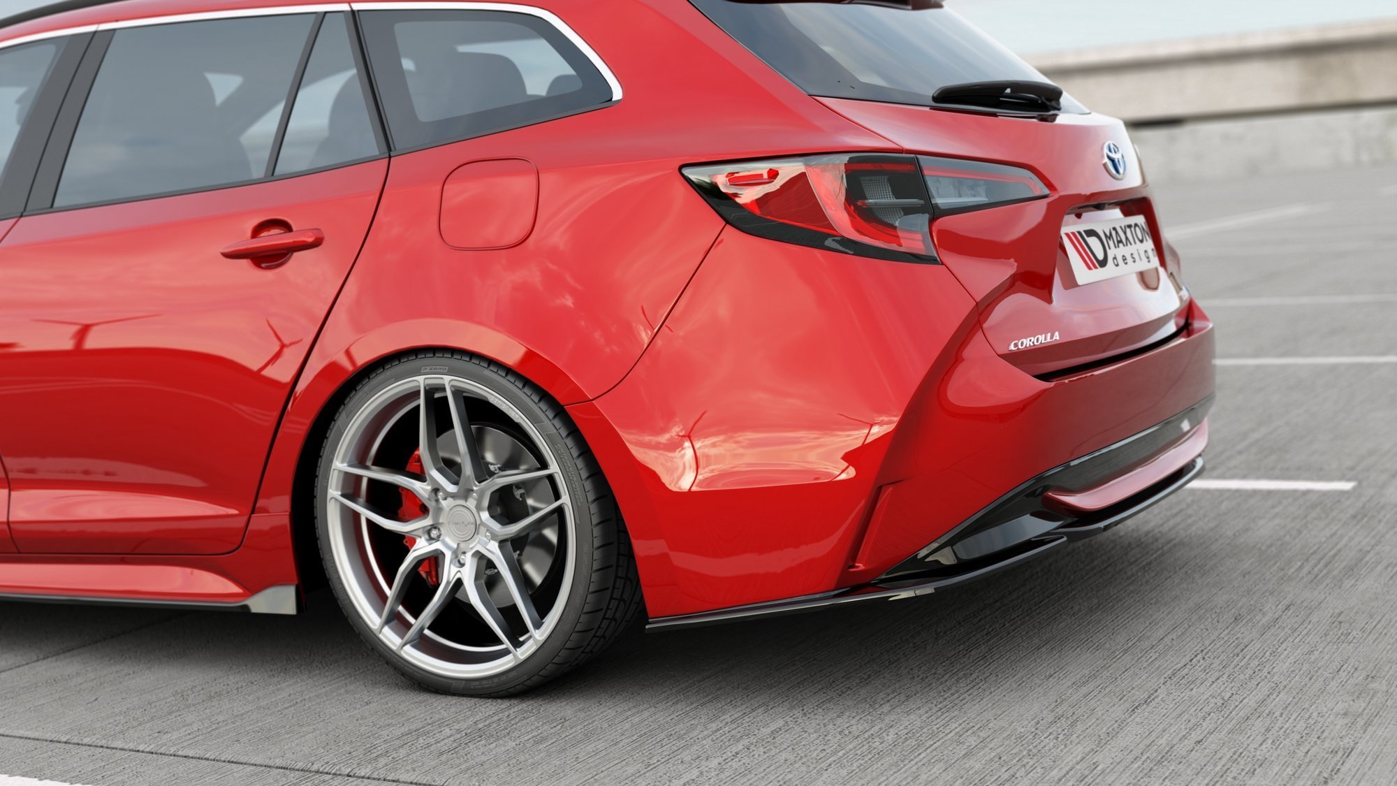 Heck Ansatz Flaps Diffusor für Toyota Corolla XII Touring Sports schwarz Hochglanz