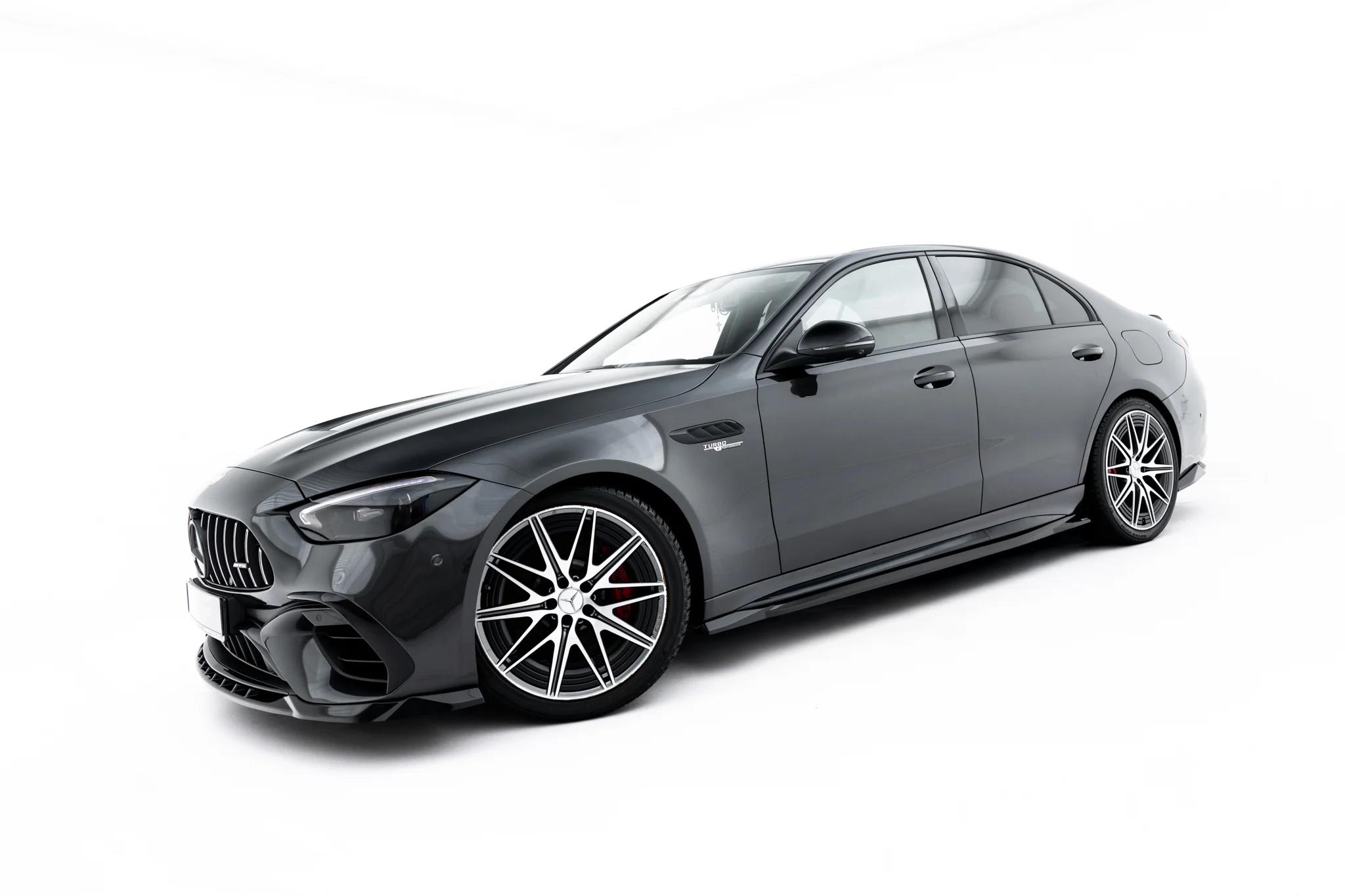 Seitenschweller Ansatz Paar passend für Mercedes-AMG C63 Limousine / Kombi W206 / S206 schwarz Hochglanz