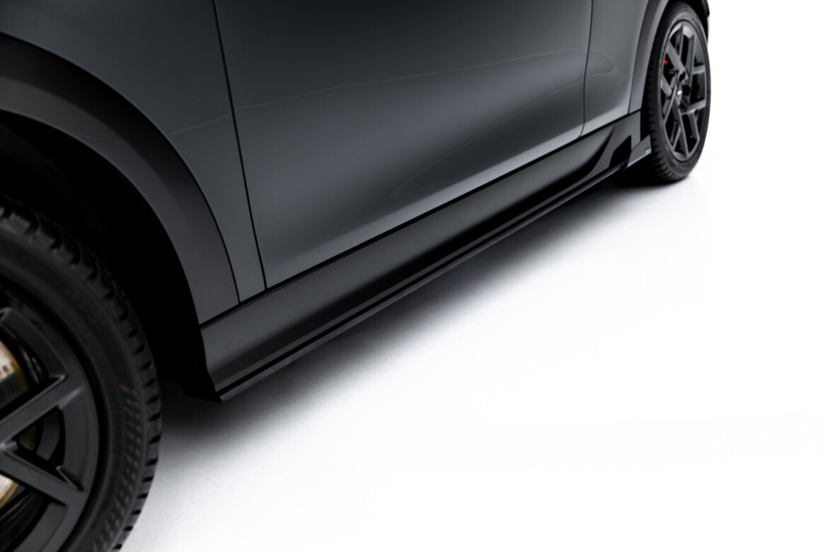 Street Pro Seitenschweller Ansatz (Paar) + Flaps passend für Mini Cooper John Cooper Works F65 schwarz Hochglanz