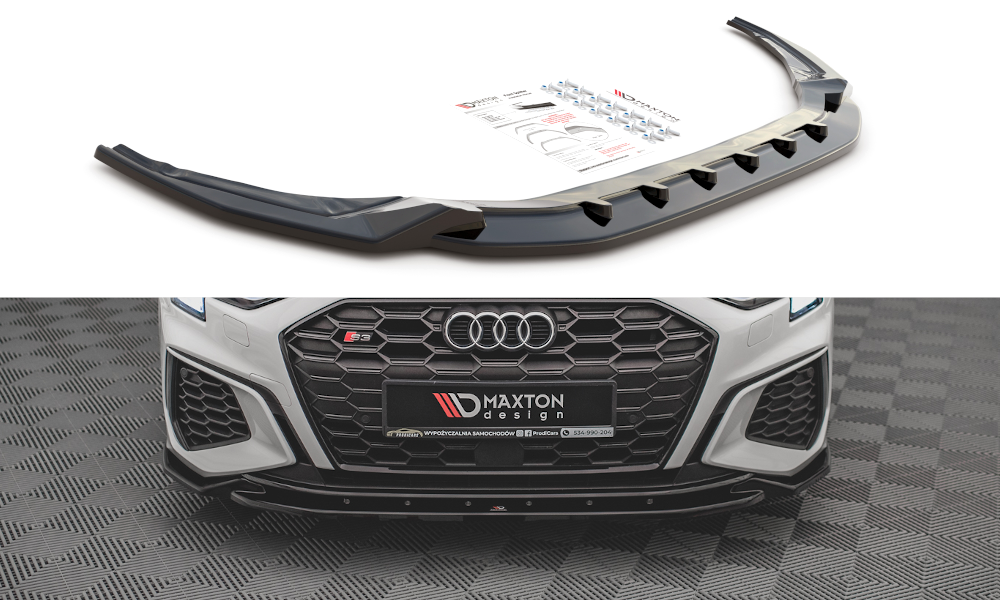 Street+ Spoilerlippe Front Ansatz V.2 passend für Audi S3 / A3 S-Line 8Y schwarz Hochglanz