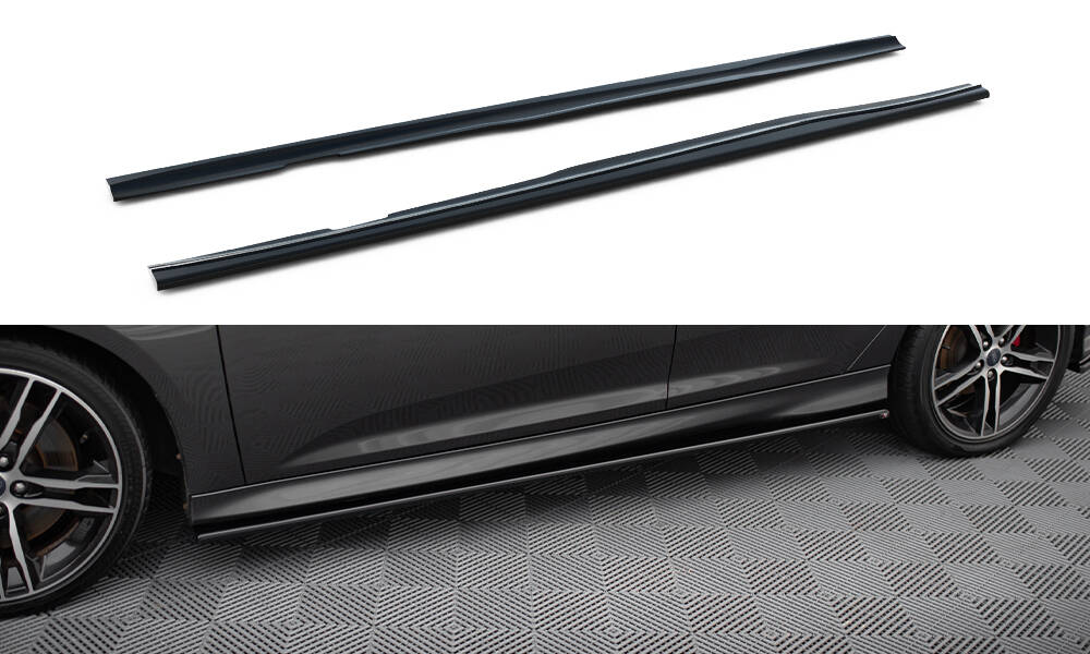 Street+ Seitenschweller Leisten passend für Ford Focus ST / ST-Line Hatchback / Kombi Mk3 / Mk3 FL schwarz Hochglanz