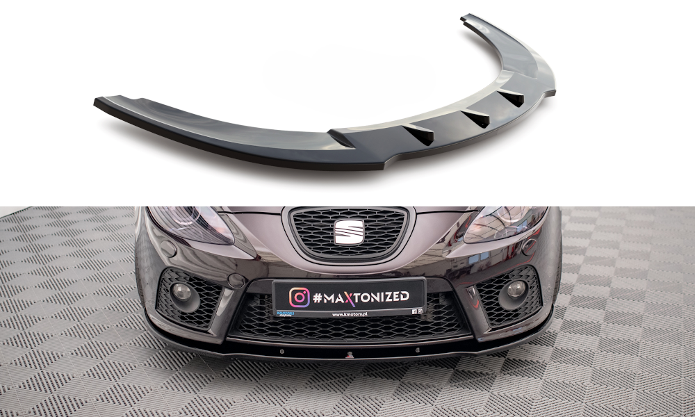 Street+ Spoilerlippe Front Ansatz passend für Seat Leon MK2 CUPRA FR vor FL schwarz Hochglanz