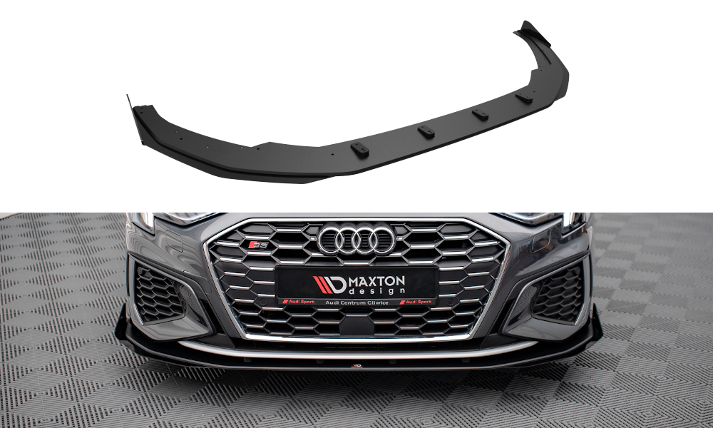Street Pro Spoilerlippe Front Ansatz + Flaps passend für Audi S3 / A3 S-Line 8Y schwarz Hochglanz