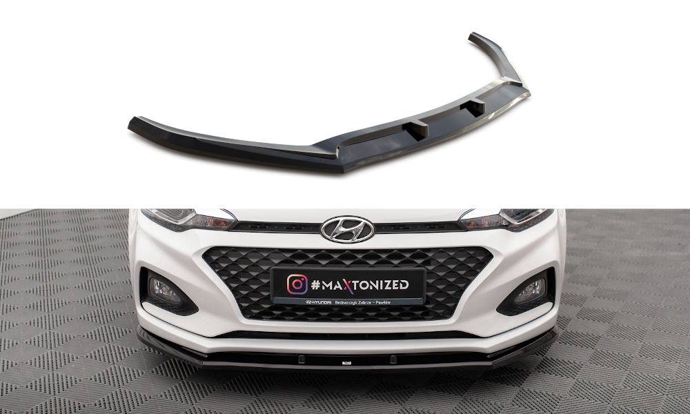 Street+ Spoilerlippe Front Ansatz V.1 passend für Hyundai I20 Mk2 FL schwarz Hochglanz