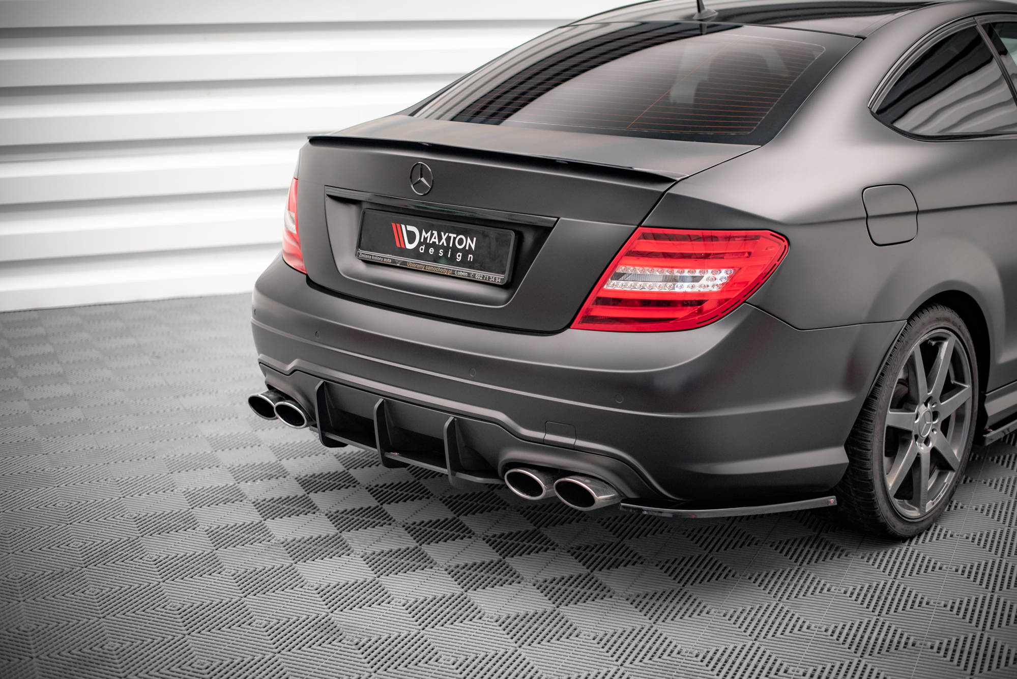 Street Pro Heckschürze Heck Ansatz Diffusor passend für Mercedes C Coupe AMG-Line C204 rot