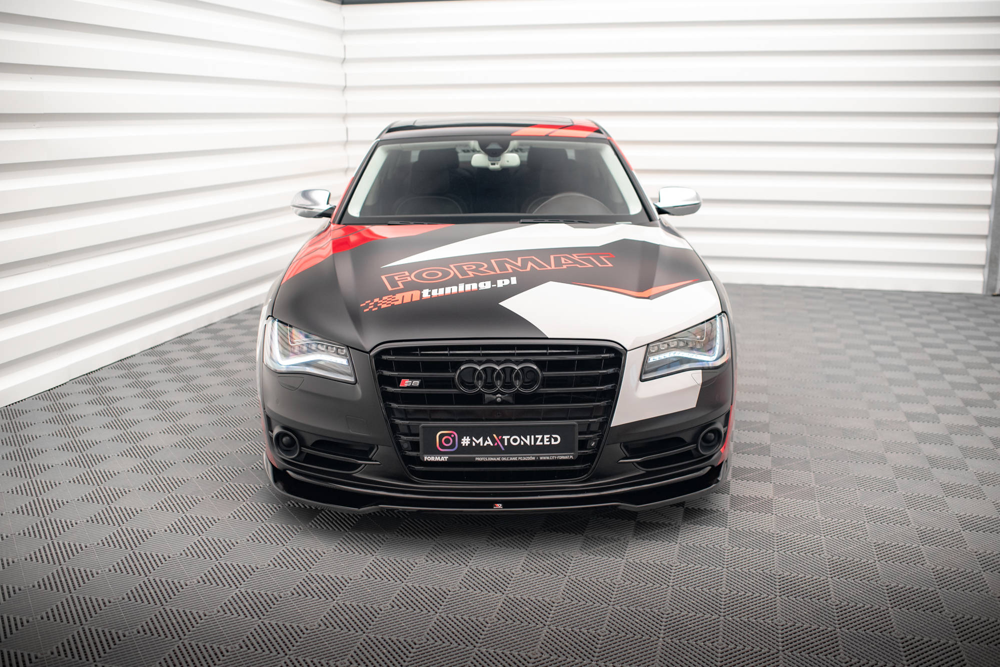 Street+ Spoilerlippe Front Ansatz V.1 passend für Audi S8 D4 schwarz Hochglanz