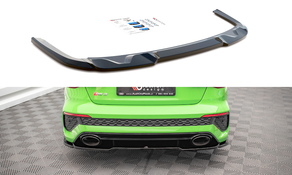 Street+ Mittlerer Diffusor Heck Ansatz passend für Audi RS3 Limousine 8Y schwarz Hochglanz