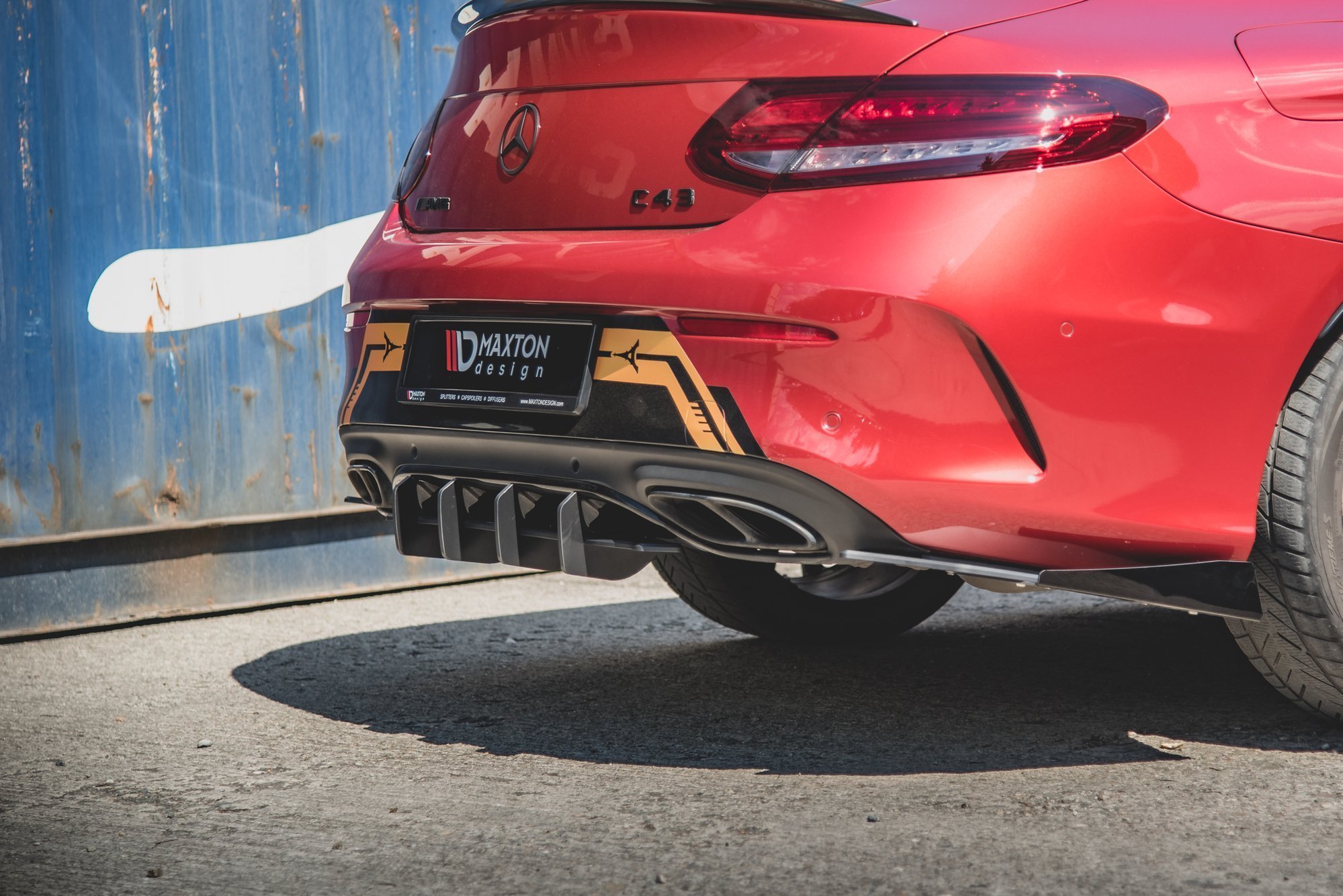 Street Pro Heckschürze Heck Ansatz Diffusor passend für Mercedes-AMG C43 Coupe C205 rot