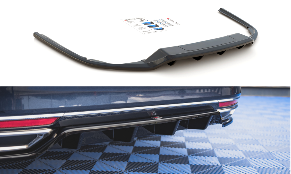 Street+ Mittlerer Diffusor RACE Heck Ansatz passend für VW Passat B8 schwarz Hochglanz