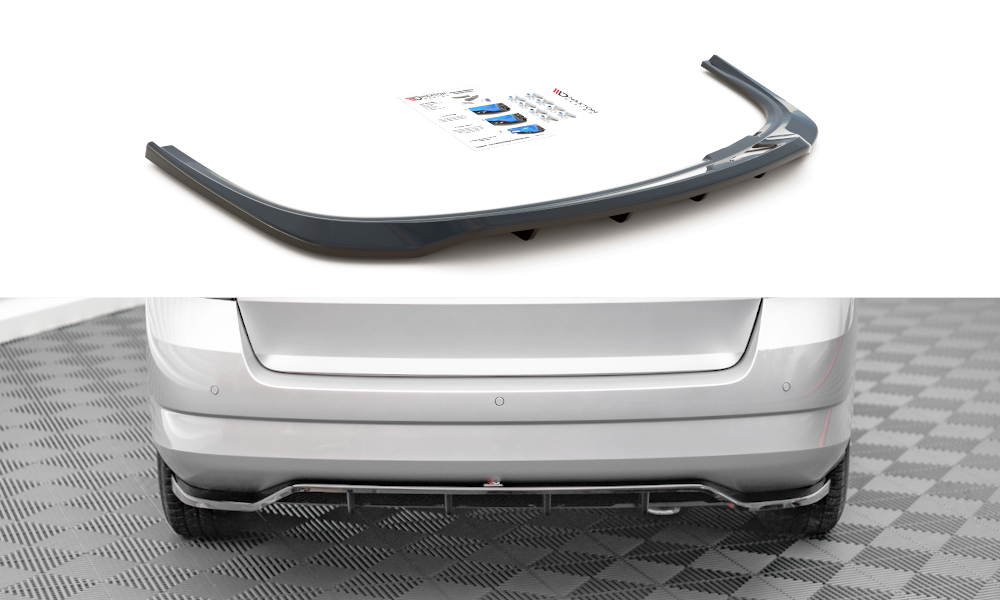Street+ Mittlerer Diffusor RACE Heck Ansatz passend für Skoda Fabia Combi Mk3 schwarz Hochglanz