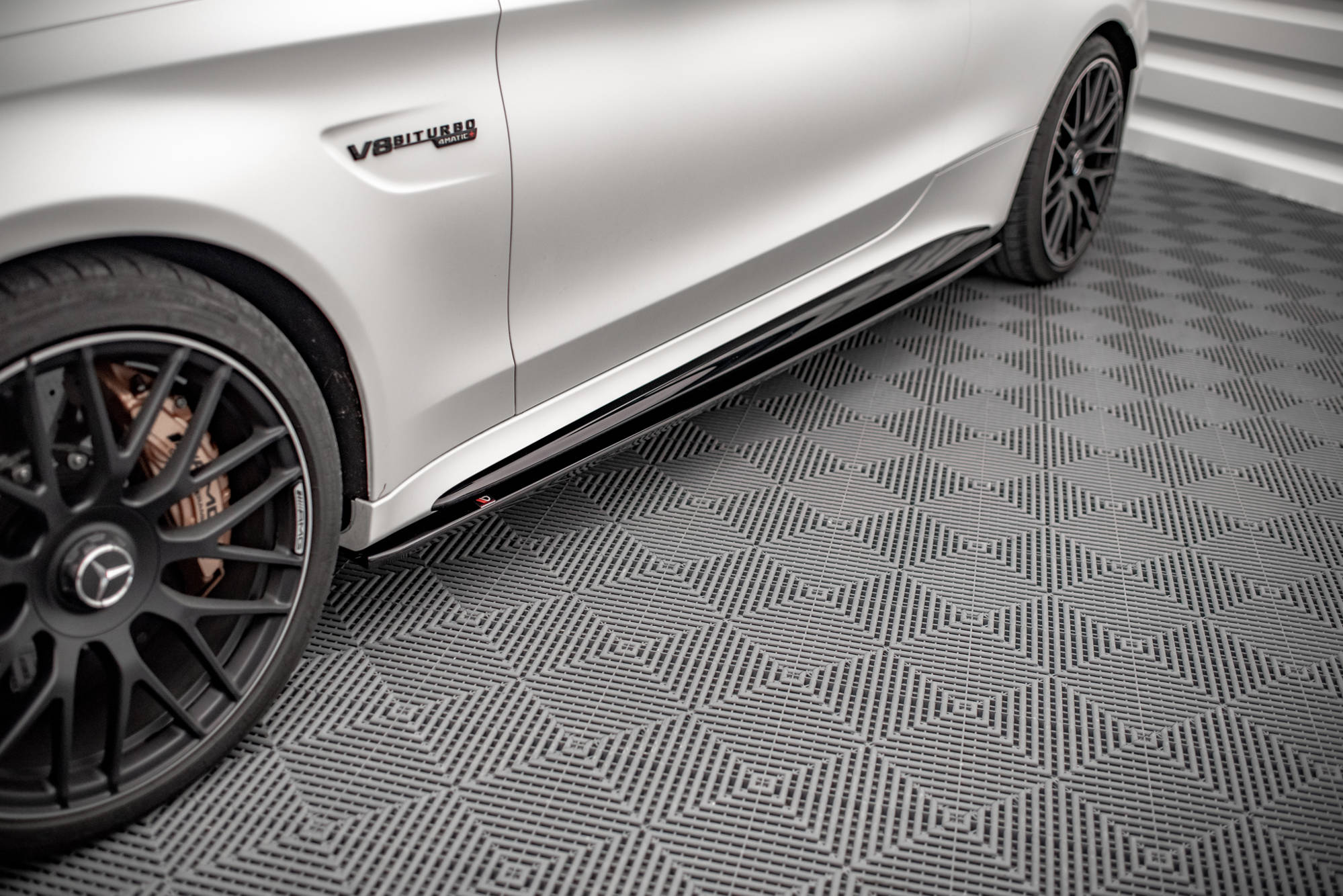 Street+ Seitenschweller Leisten V.1 passend für Mercedes-AMG C 63 AMG Coupe C205 FL schwarz Hochglanz