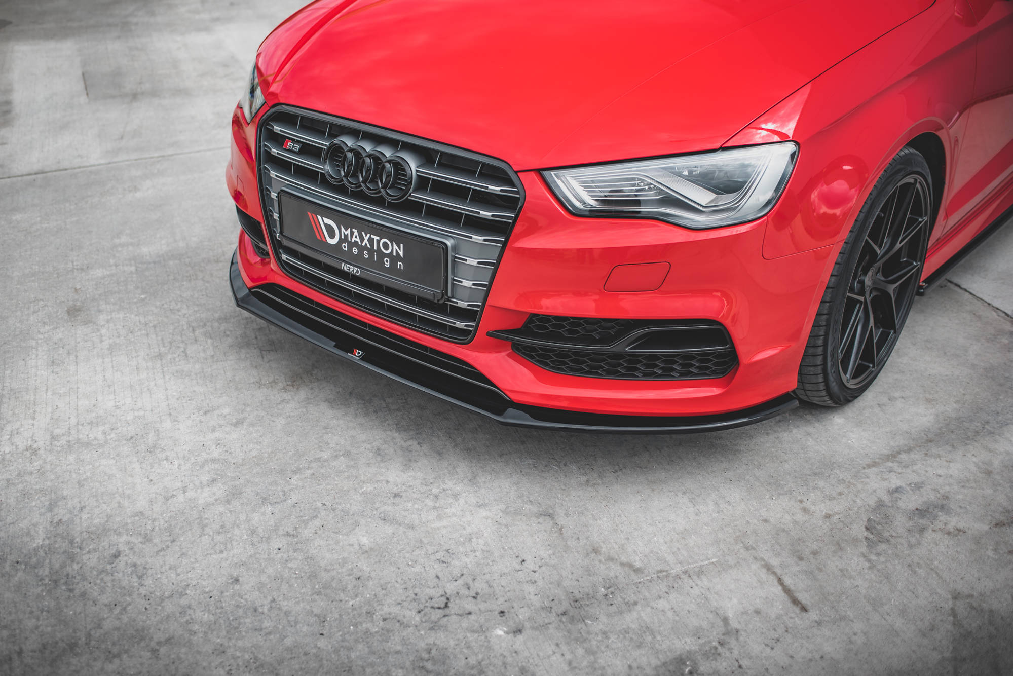 Street+ Spoilerlippe Front Ansatz V.1 passend für Audi S3 / A3 S-Line 8V Limousine / Cabrio schwarz Hochglanz