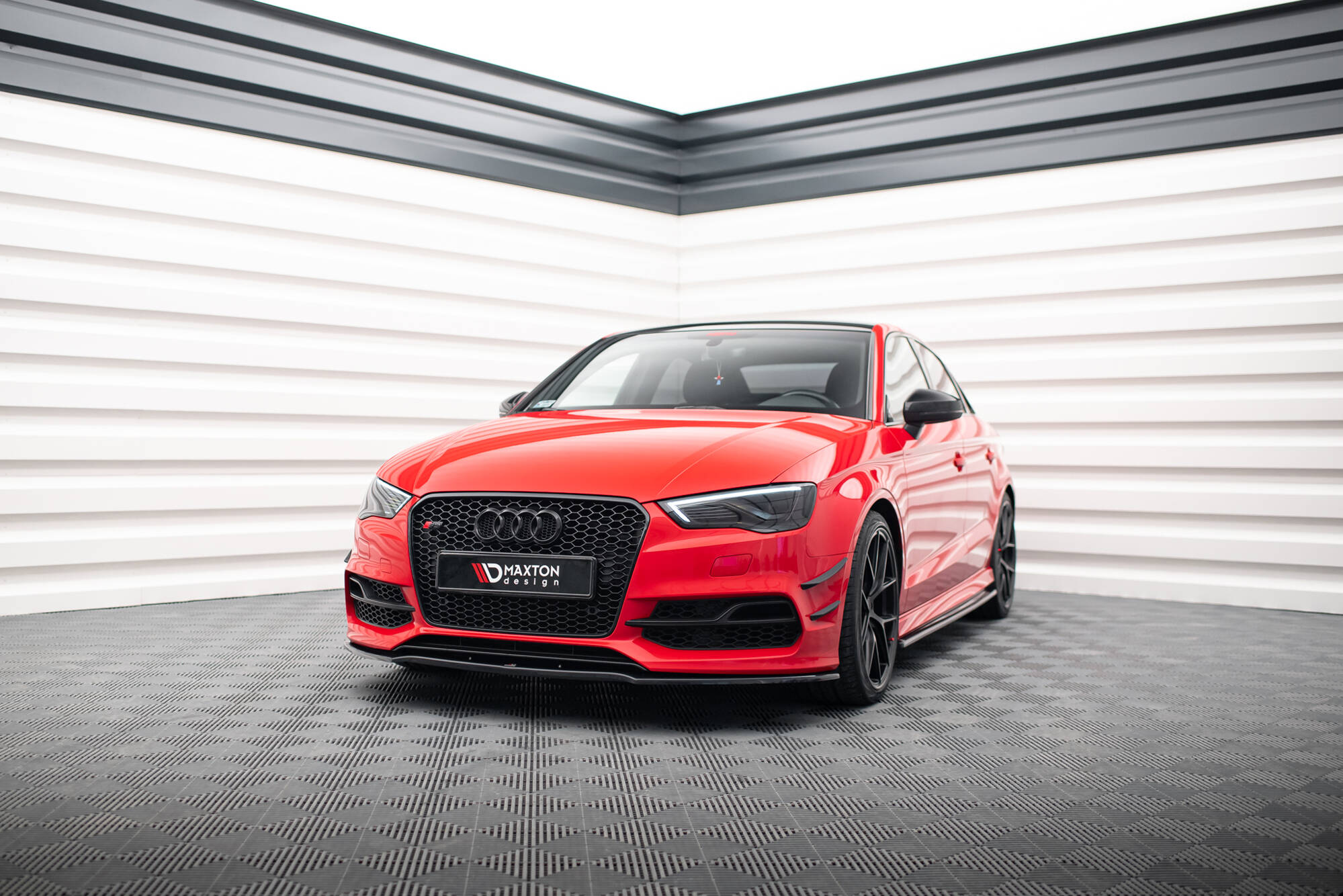 Street+ Spoilerlippe Front Ansatz V.2 passend für Audi S3 / A3 S-Line 8V Limousine / Cabrio schwarz Hochglanz