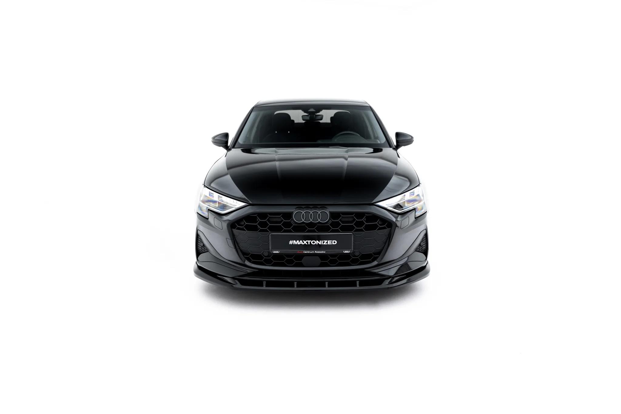 Street+ Spoilerlippe Front Ansatz V.2 passend für Audi A3 Limousine 8Y Facelift schwarz Hochglanz