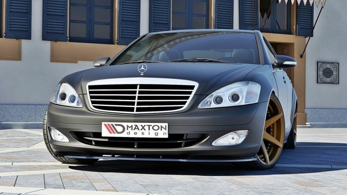 Street+ Spoilerlippe Front Ansatz passend für Mercedes S-Klasse W221 schwarz Hochglanz